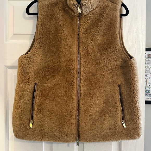 J. Crew Jackets & Blazers - J. Crew Tan Faux Fur Vest with Zipper